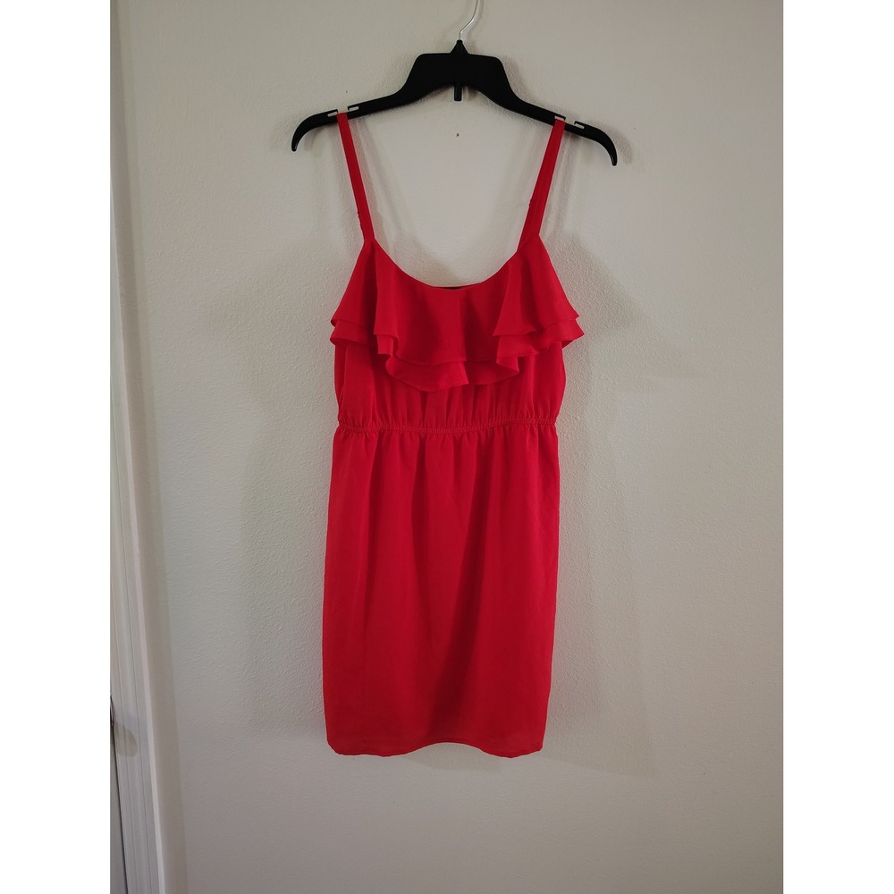 Foreverโ 21 Womens Red Ruffle Mini Dress Elastic Waist Sun Dress Large